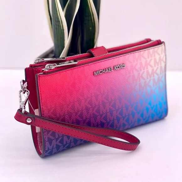 Michael Kors Double Zip Ombre Wallet Wristlet Smartphone Case - Picture 1 of 14